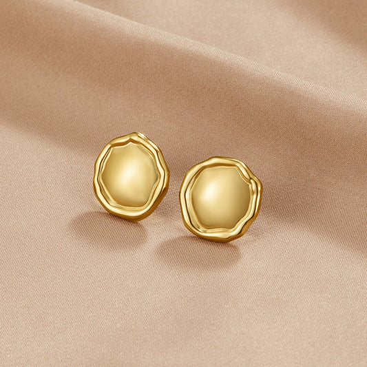 Ava Gold-Tone Button Earrings