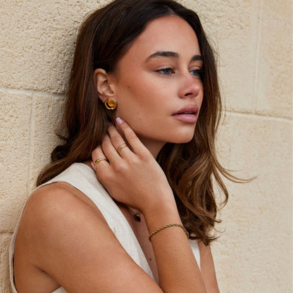 Ava Gold-Tone Button Earrings