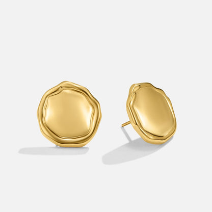 Ava Gold-Tone Button Earrings