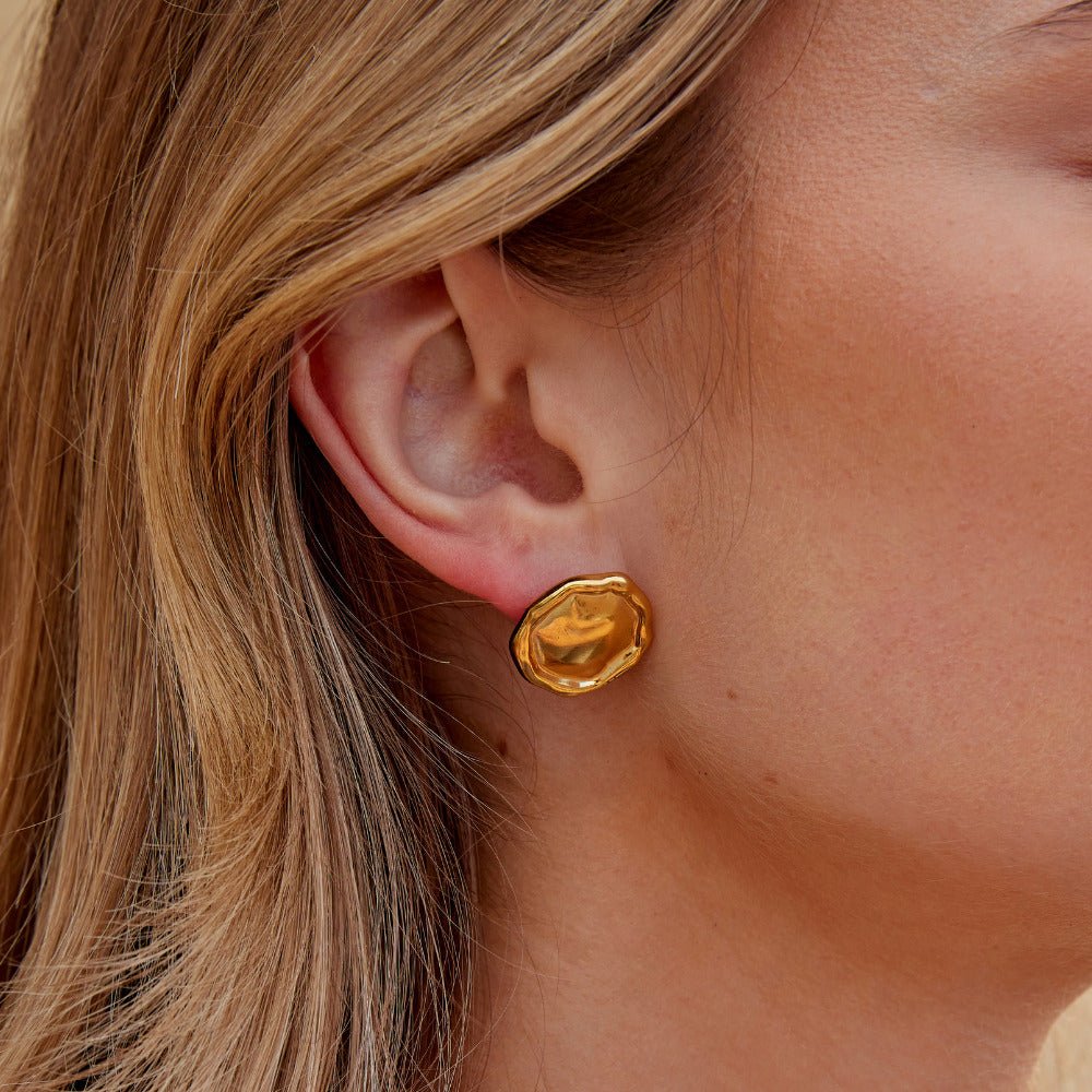 Ava Gold-Tone Button Earrings