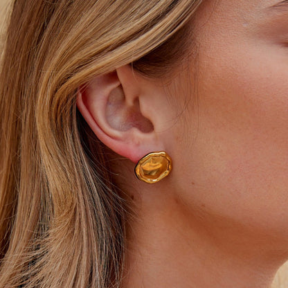 Ava Gold-Tone Button Earrings