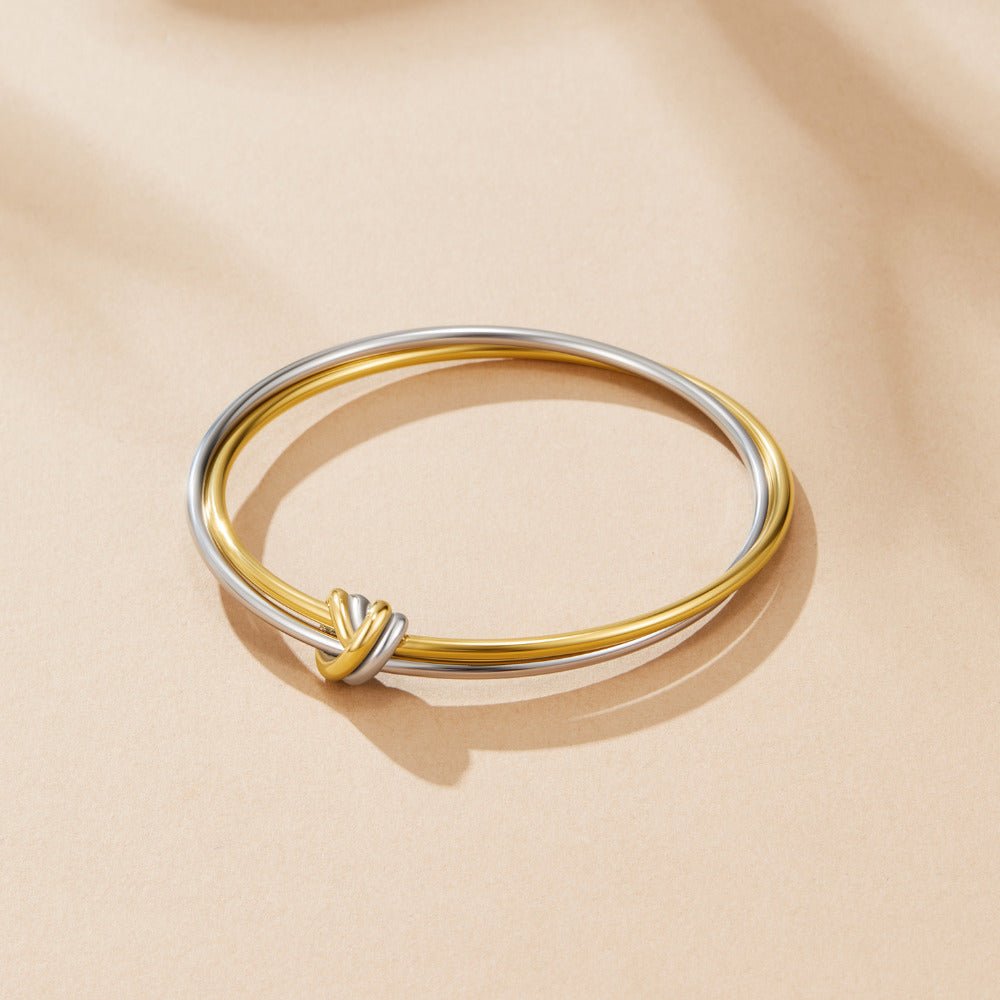 Ava Two-Tone Twisted Bangle