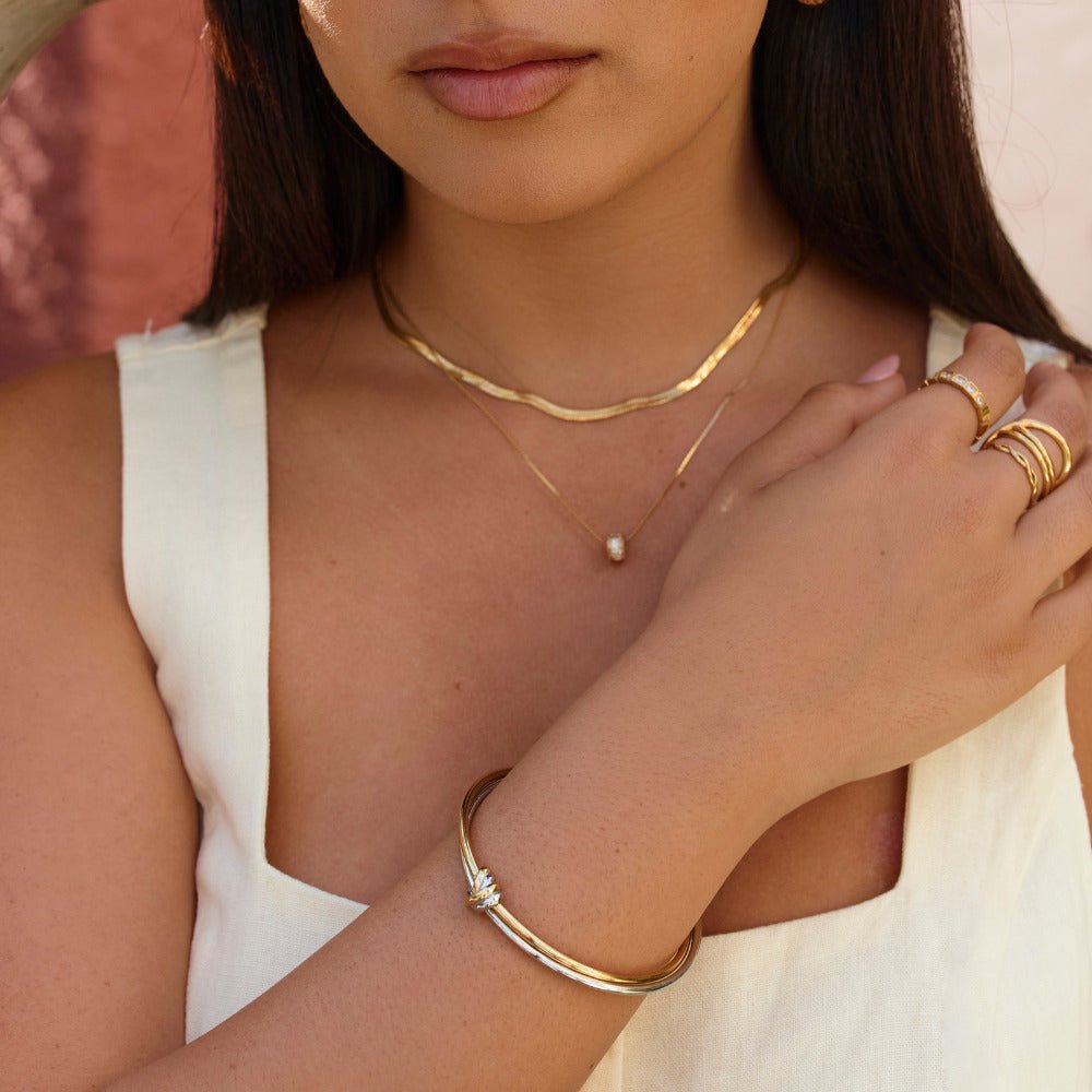 Ava Two-Tone Twisted Bangle