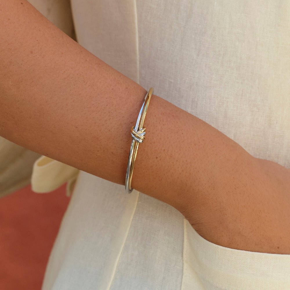 Ava Two-Tone Twisted Bangle