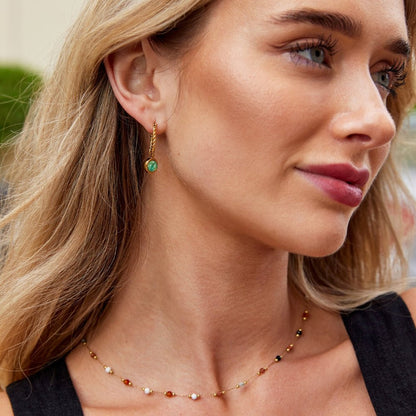 Aventurine Green Twisted Hoops