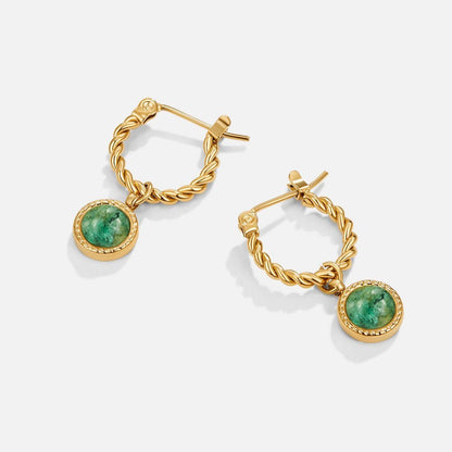 Aventurine Green Twisted Hoops
