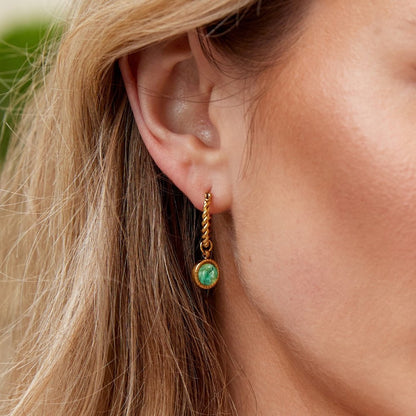 Aventurine Green Twisted Hoops