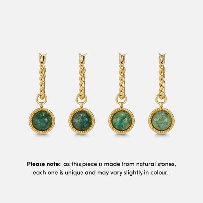 Aventurine Green Twisted Hoops