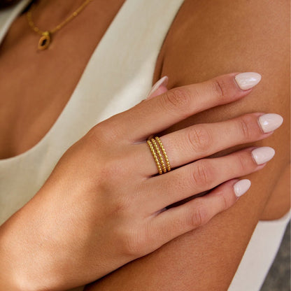 Beaded Gold-Tone Ring