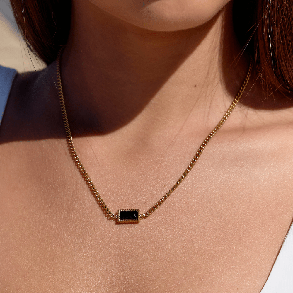 Onyx-Tone Pendant Necklace