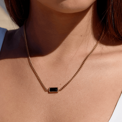 Onyx-Tone Pendant Necklace