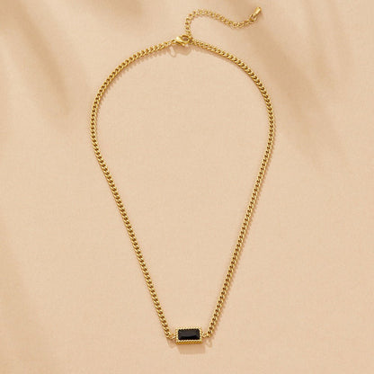 Onyx-Tone Pendant Necklace