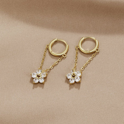 Petal Crystal Drop Earrings