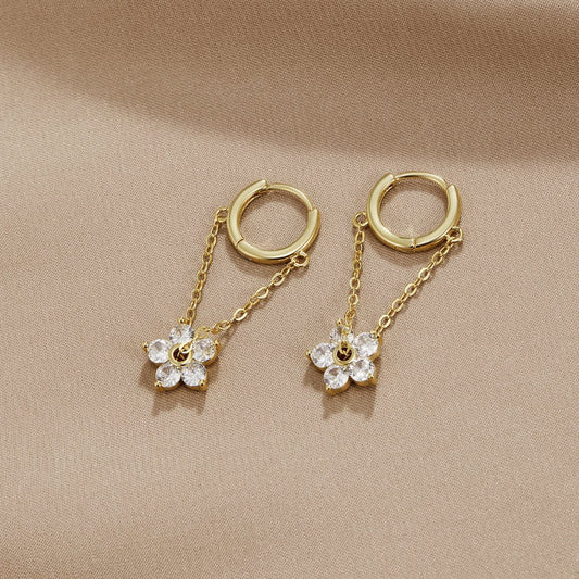 Petal Crystal Drop Earrings