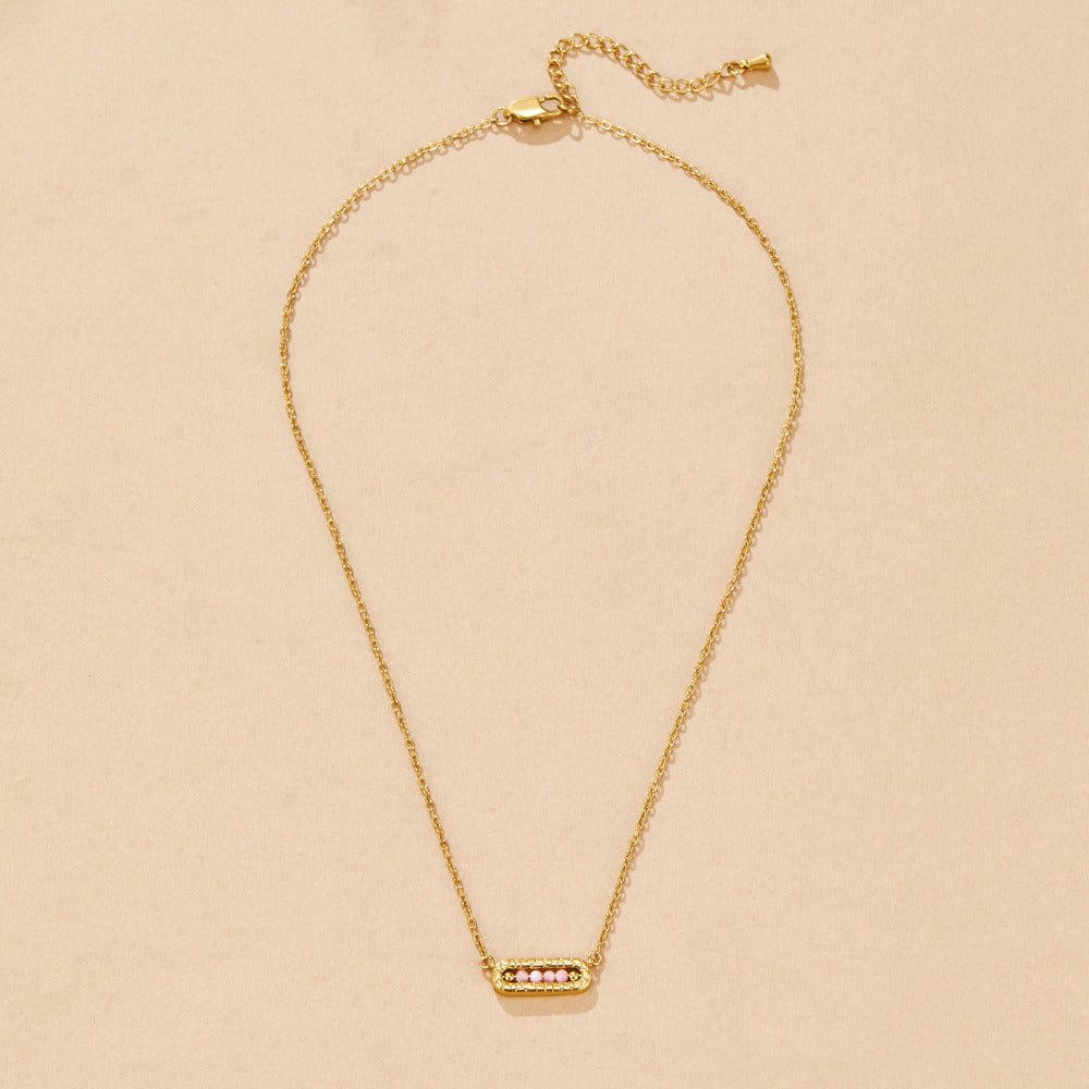 Blush Pink Bar Pendant Necklace