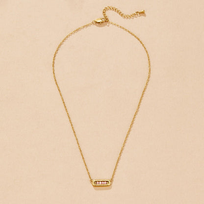 Blush Pink Bar Pendant Necklace