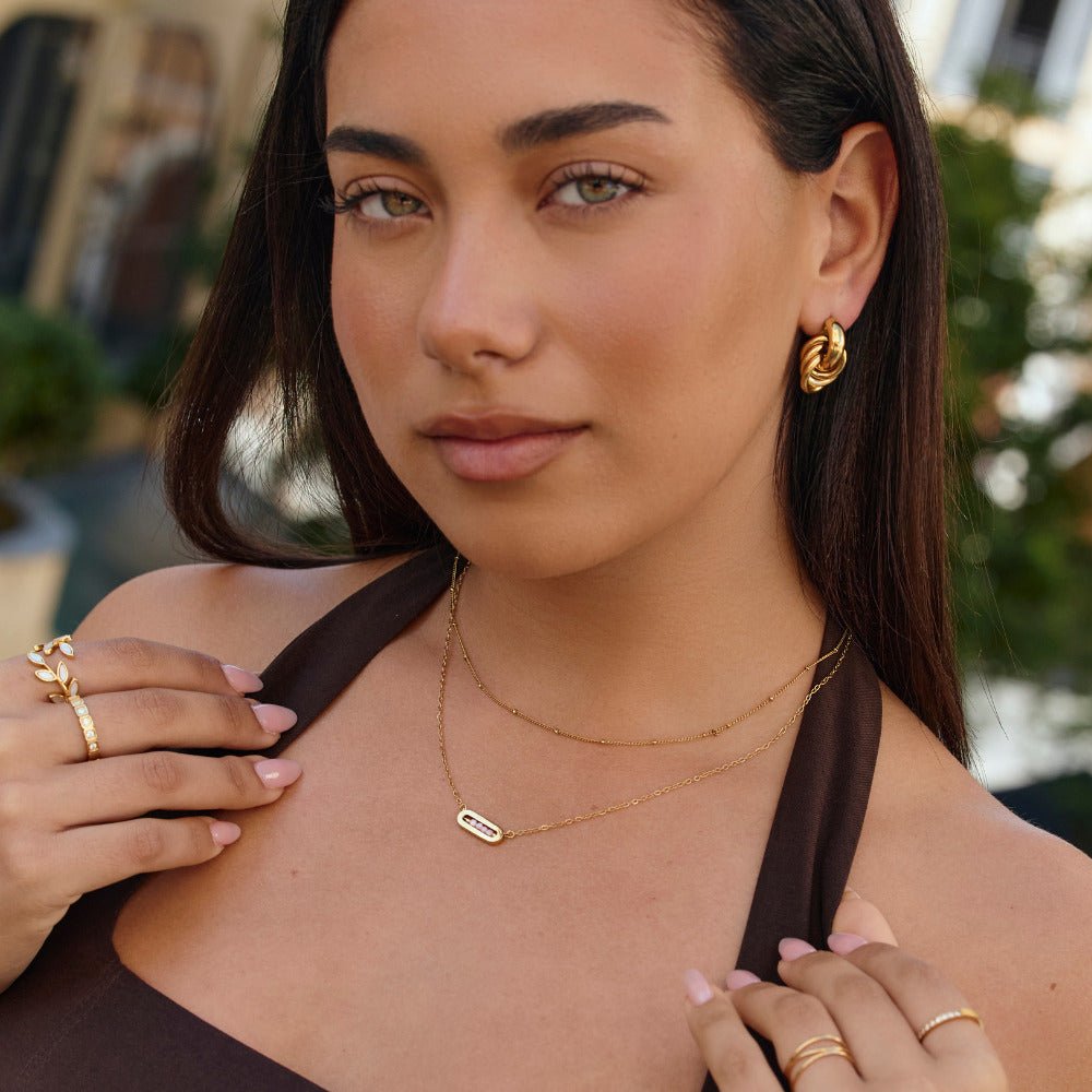 Blush Pink Bar Pendant Necklace