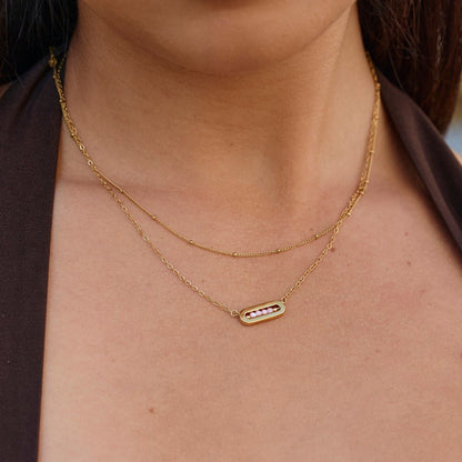 Blush Pink Bar Pendant Necklace