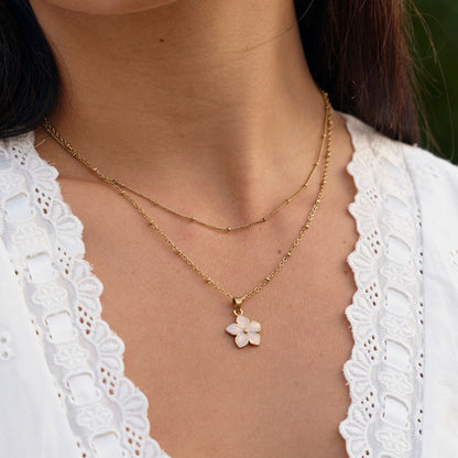 Blush Pink Sakura Gold-Tone Necklace