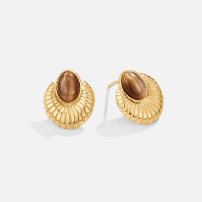 Bohemia Gold-Tone Tiger Eye Earrings