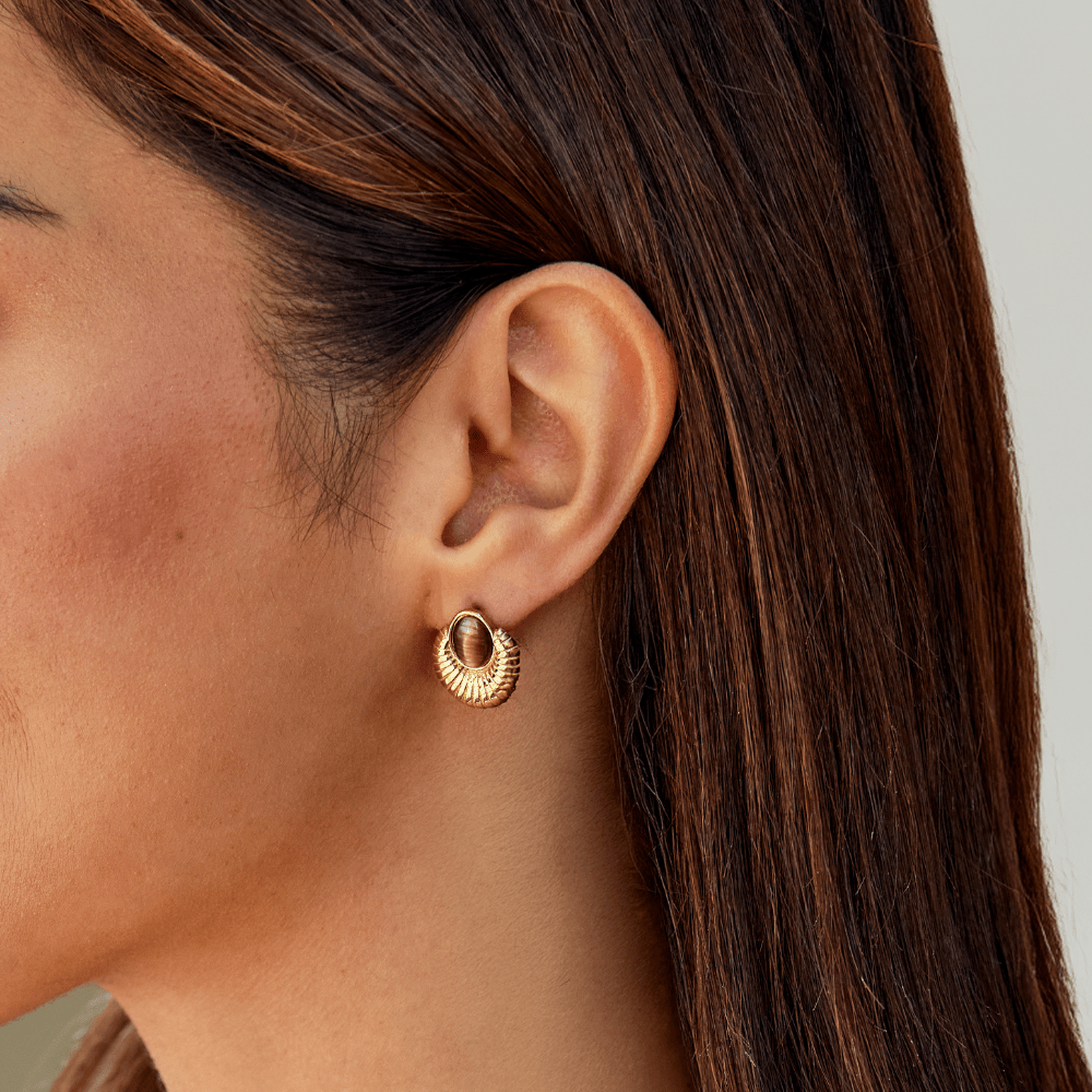 Bohemia Gold-Tone Tiger Eye Earrings