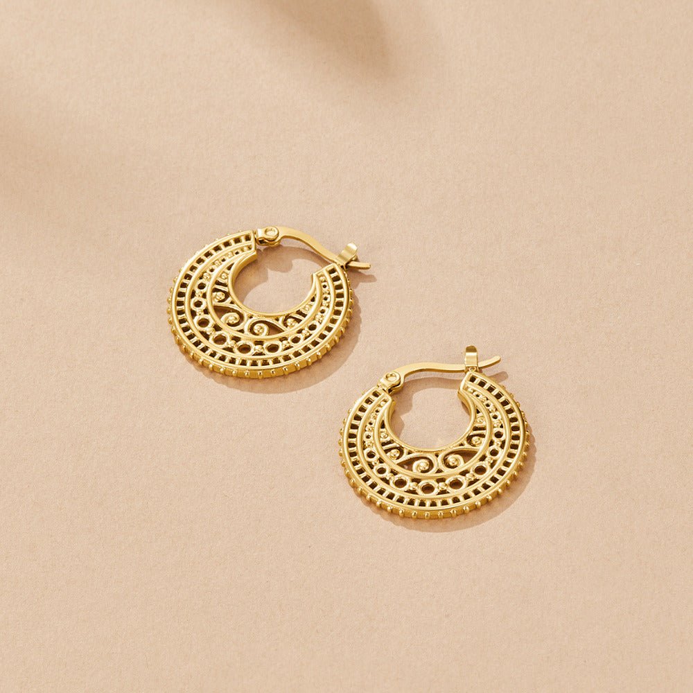Boho Gold-Tone Hoop Earrings