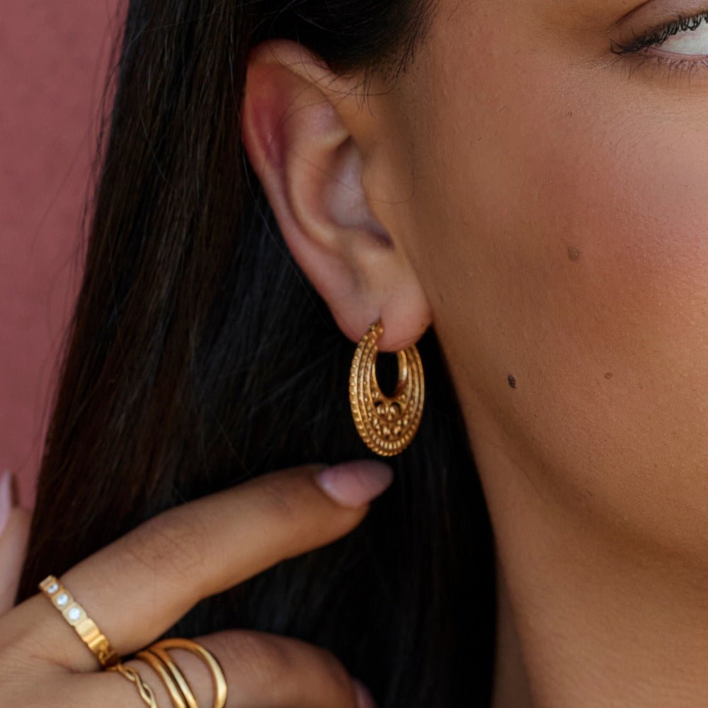 Boho Gold-Tone Hoop Earrings
