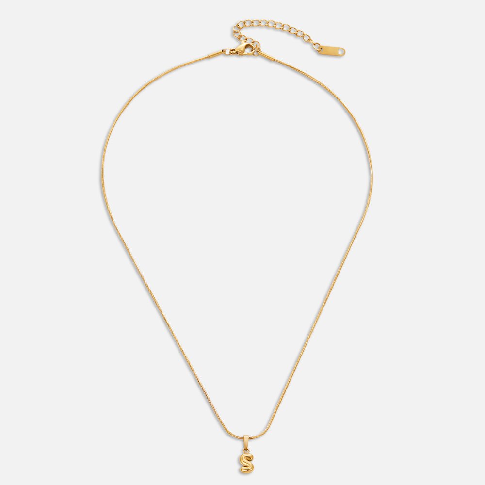 Bubble Letter Initial Necklace