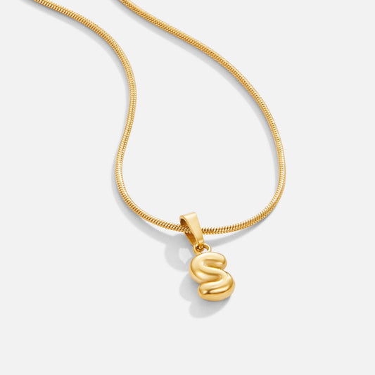 Bubble Letter Initial Necklace