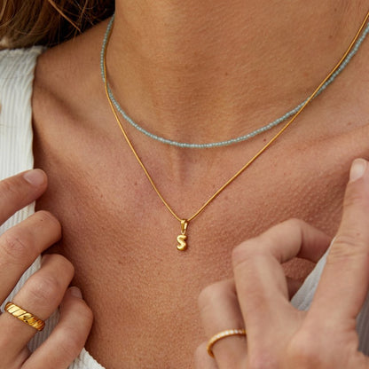 Bubble Letter Initial Necklace