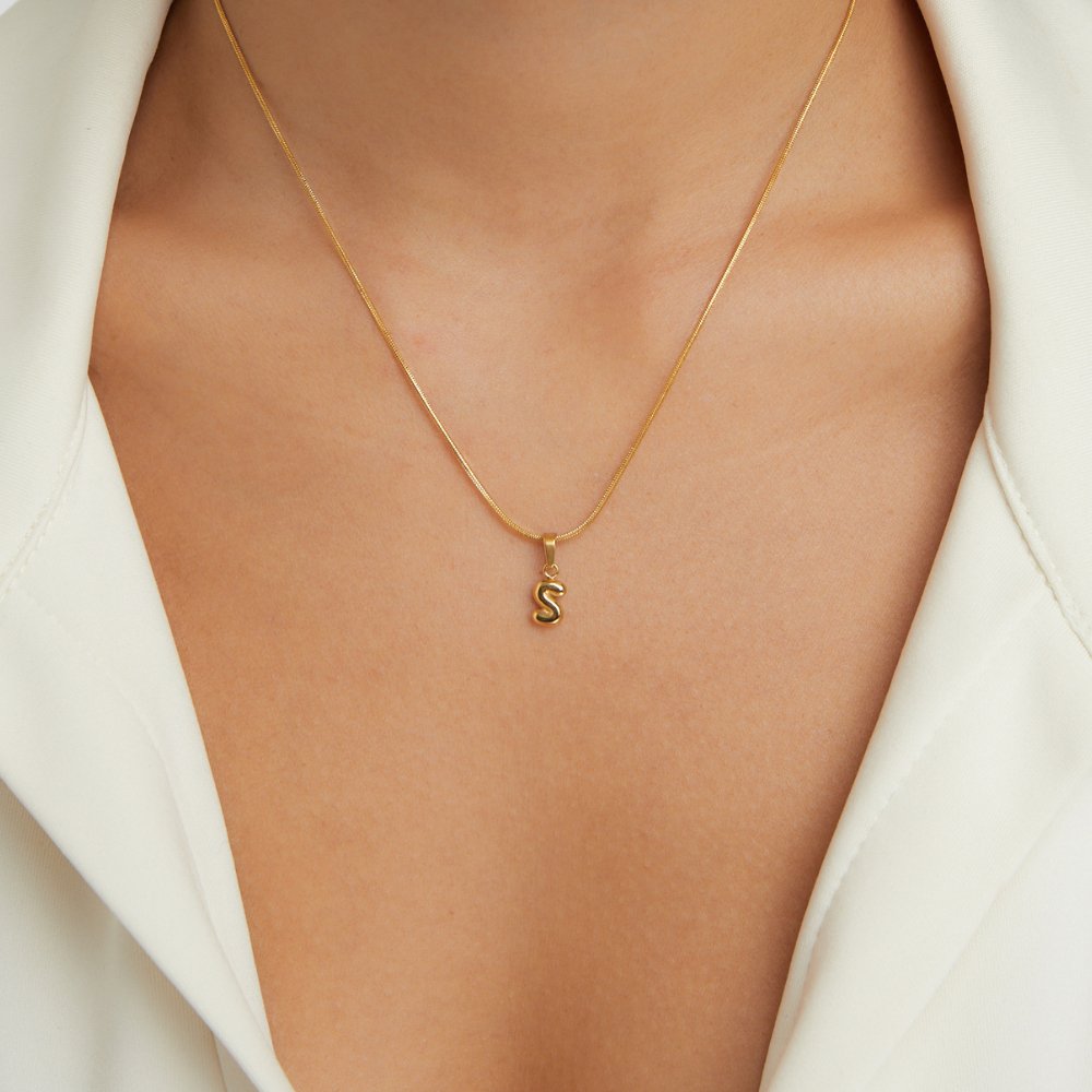 Bubble Letter Initial Necklace