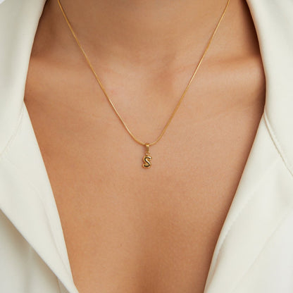 Bubble Letter Initial Necklace