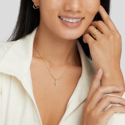 Bubble Letter Initial Necklace