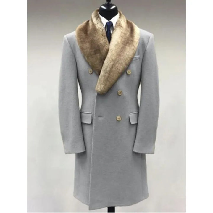 Men's Mid Length Jacket – Wool Polo Collar Fitted Cut