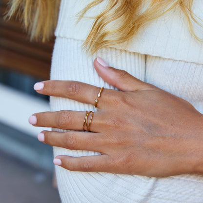 Cali Gold-Tone Crystal Ring