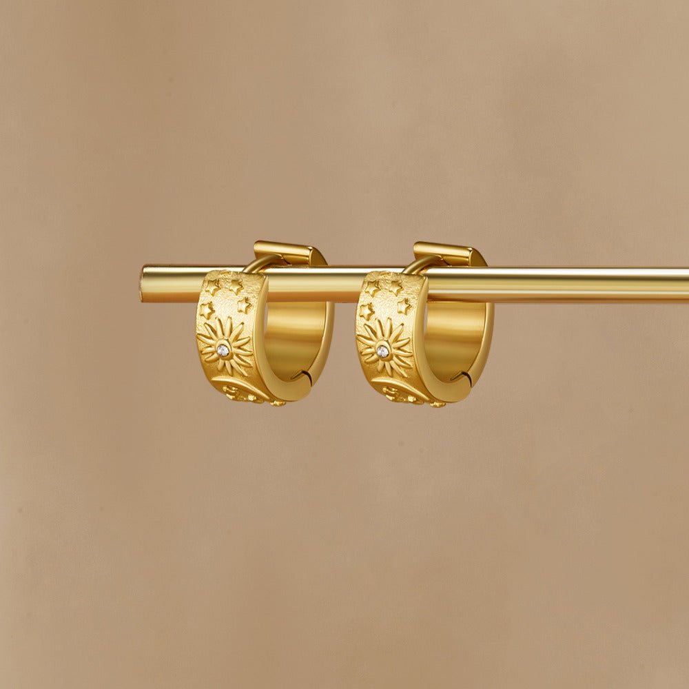Celestial Gold-Tone Hoop Earrings