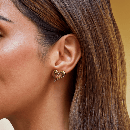Celine Gold-Tone Heart Stud Earrings