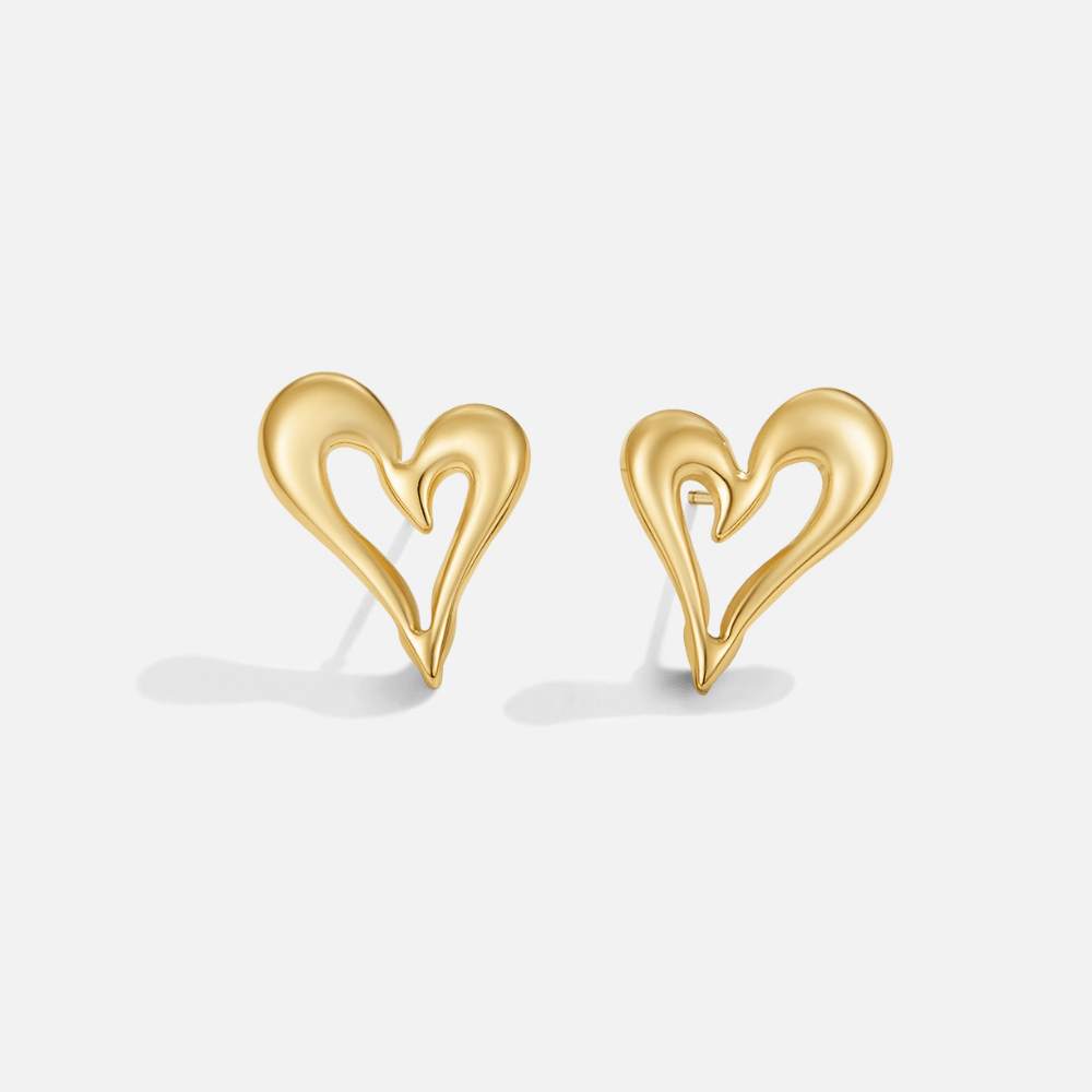 Celine Gold-Tone Heart Stud Earrings
