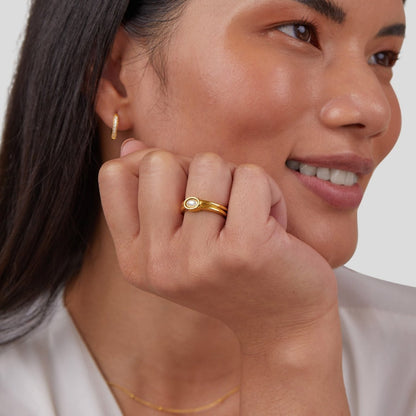 Chunky Pearl Gold-Tone Ring