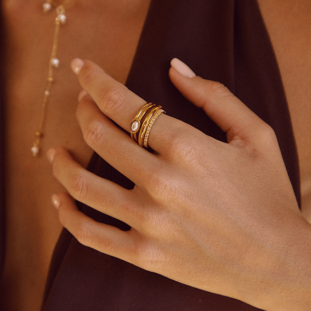 Chunky Pearl Gold-Tone Ring