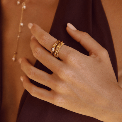 Chunky Pearl Gold-Tone Ring