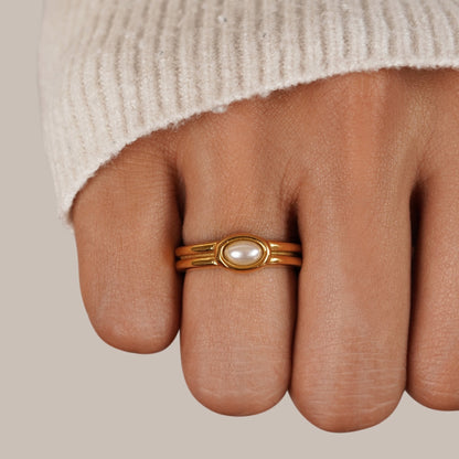 Chunky Pearl Gold-Tone Ring