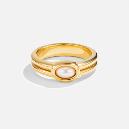 Chunky Pearl Gold-Tone Ring