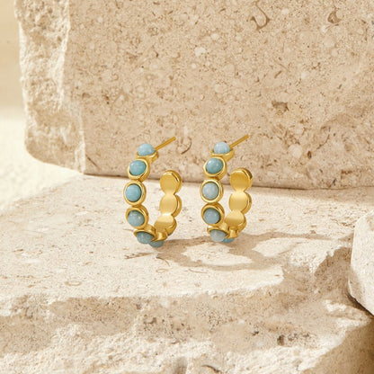 Classic Amazonite-Effect Hoop Earrings