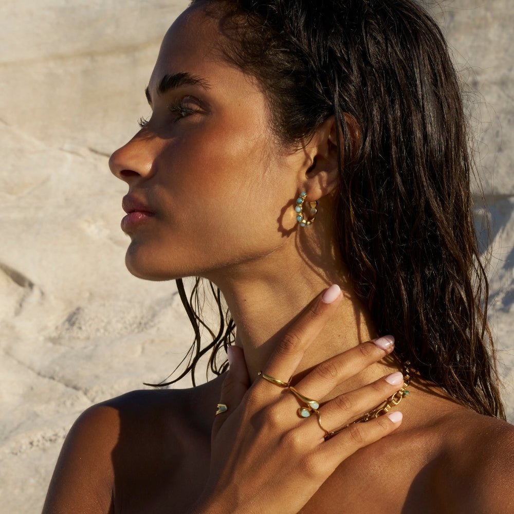 Classic Amazonite-Effect Hoop Earrings