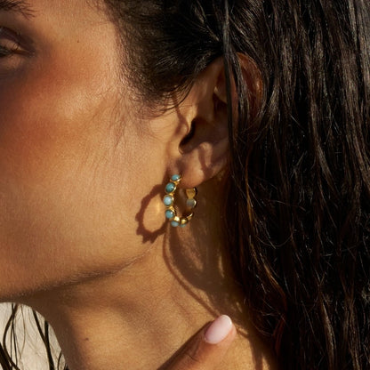 Classic Amazonite-Effect Hoop Earrings