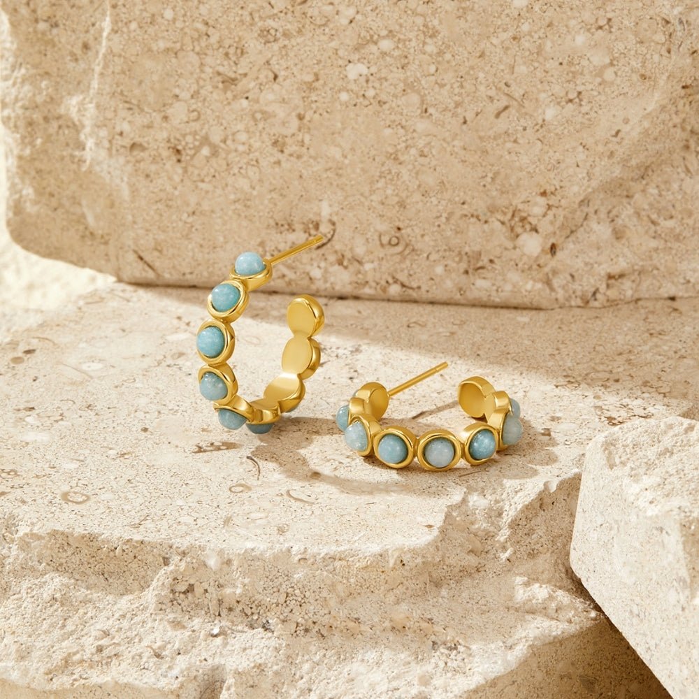 Classic Amazonite-Effect Hoop Earrings
