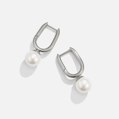 Cora Silver-Tone Pearl Hoop Earrings