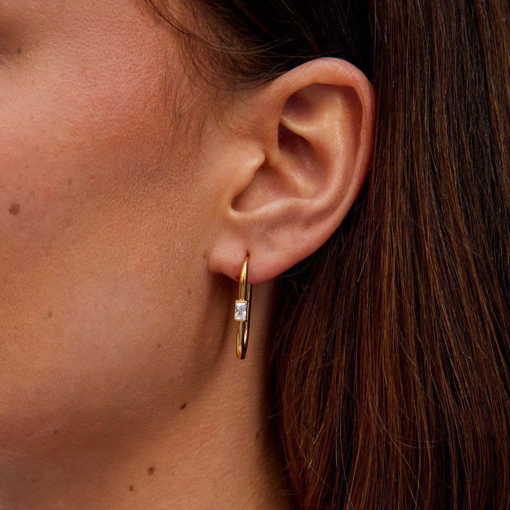 Diana Gold-Tone Crystal Hoop Earrings