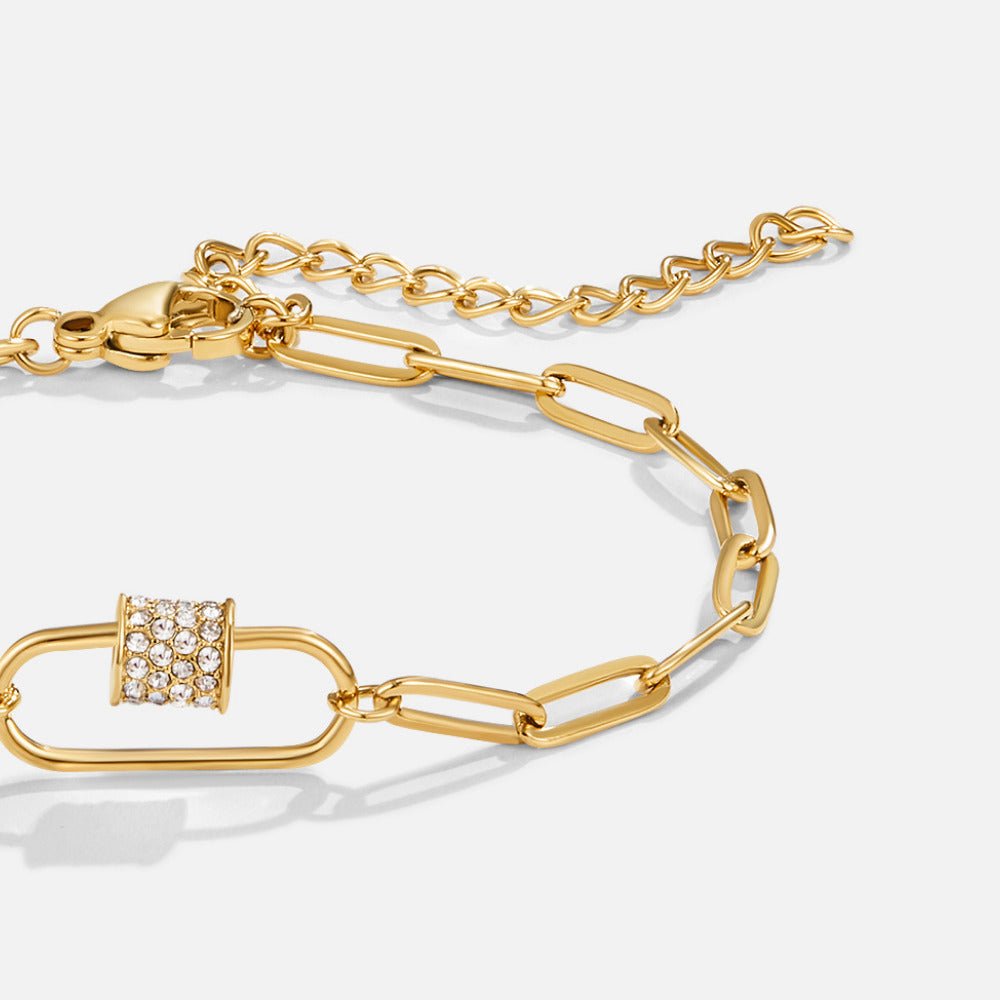 Crystal Paperclip Charm Bracelet Set